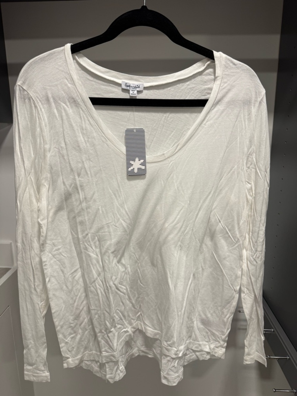 Splendid White Long Sleeve Scoop Neck Tee